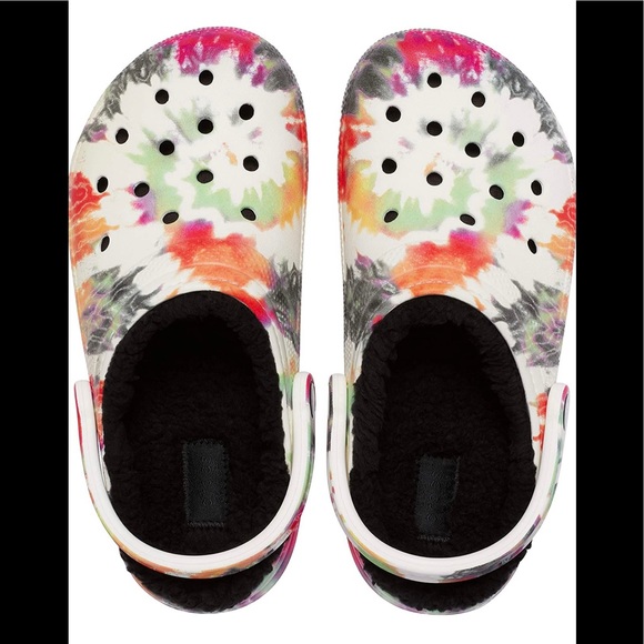 Crocs Unisex Adult Classic Rainbow Festival Lined Clogs in Blotched Tie Dye - Picture 2 of 6